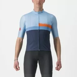 Castelli A BLOCCO Jersey Kurzarmtrikot BABY BLUE/SCARLET LAVA-NIAGARA